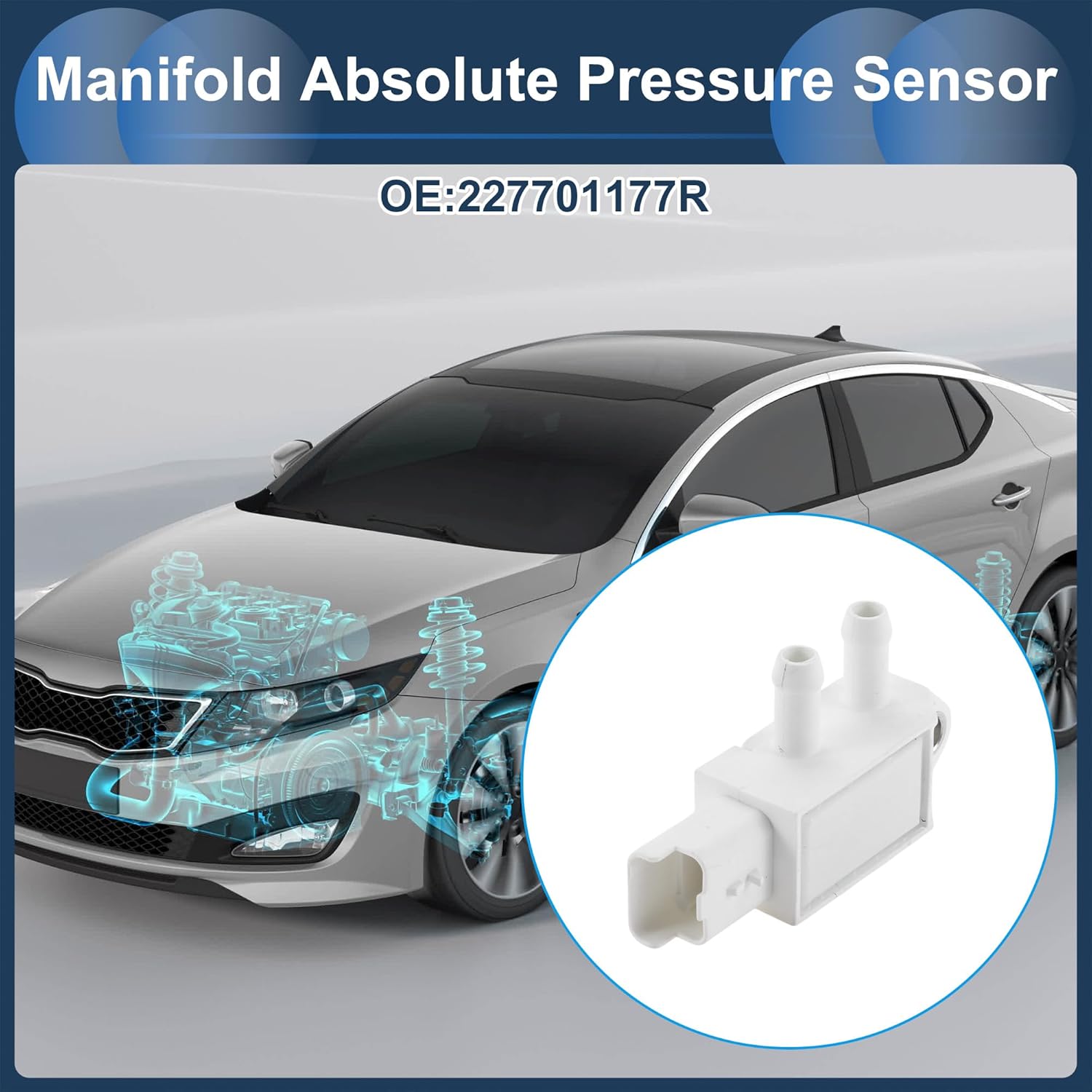 

Air Intake MAP Pressure Sensor, Manifold Absolute Pressure MAP Sensor No.227701177R for Mercedes-Benz Vito 2014-2020 White 1 Pcs