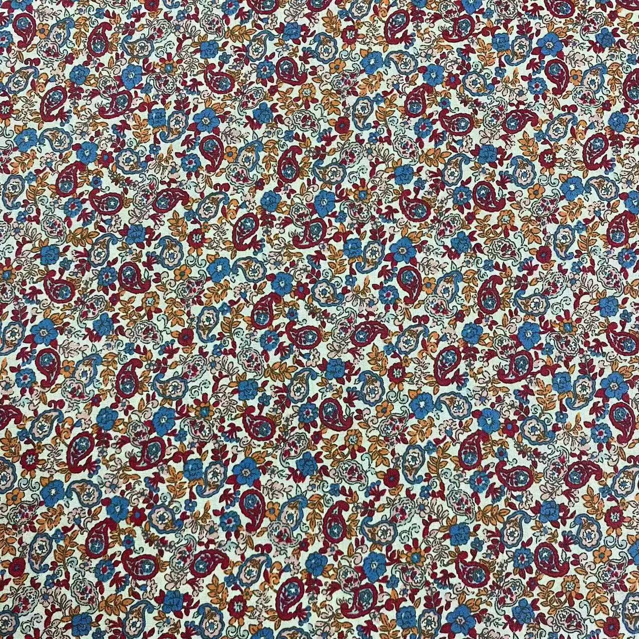 Factory Direct in Stock 100% Cotton Poplin Fabric | Paisley Floral Print for Kids Women Clothes Loungewear
