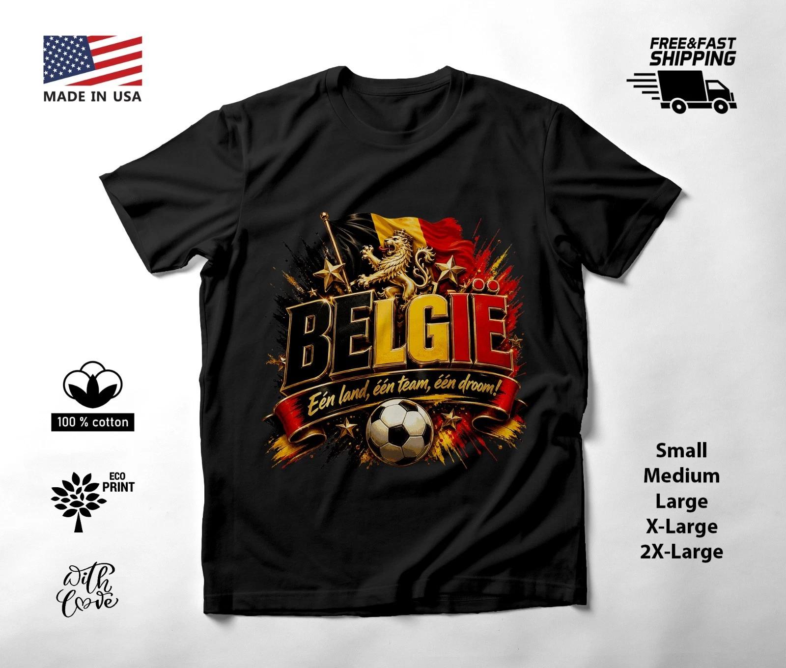 BELGIUM - NEW World Cup 2026 Football Soccer Fans Black T-Shirt Tee Shirt L