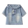 Fashion Embroidery Denim Skirt Set Women Summer Hooded Two Piece Outfit Chinese Style Vintage Youthful