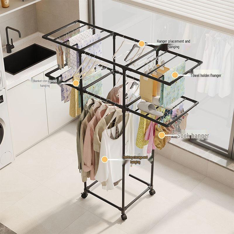 Portable Multi-Functional Clothes Drying Rack for Home & Balcony Storage