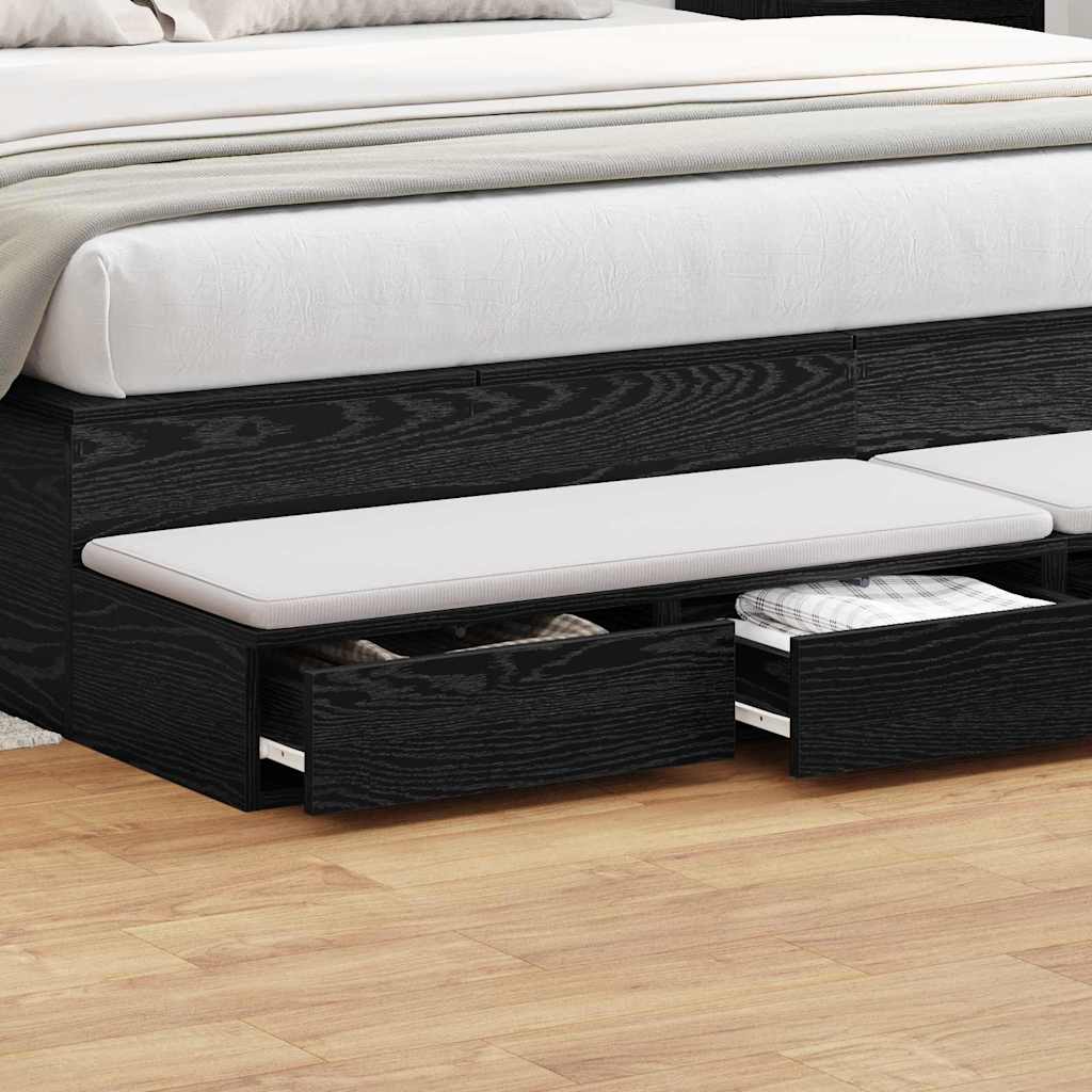 Bed Drawers Black Oak Effect 180 x 36.5 x 16.5 cm