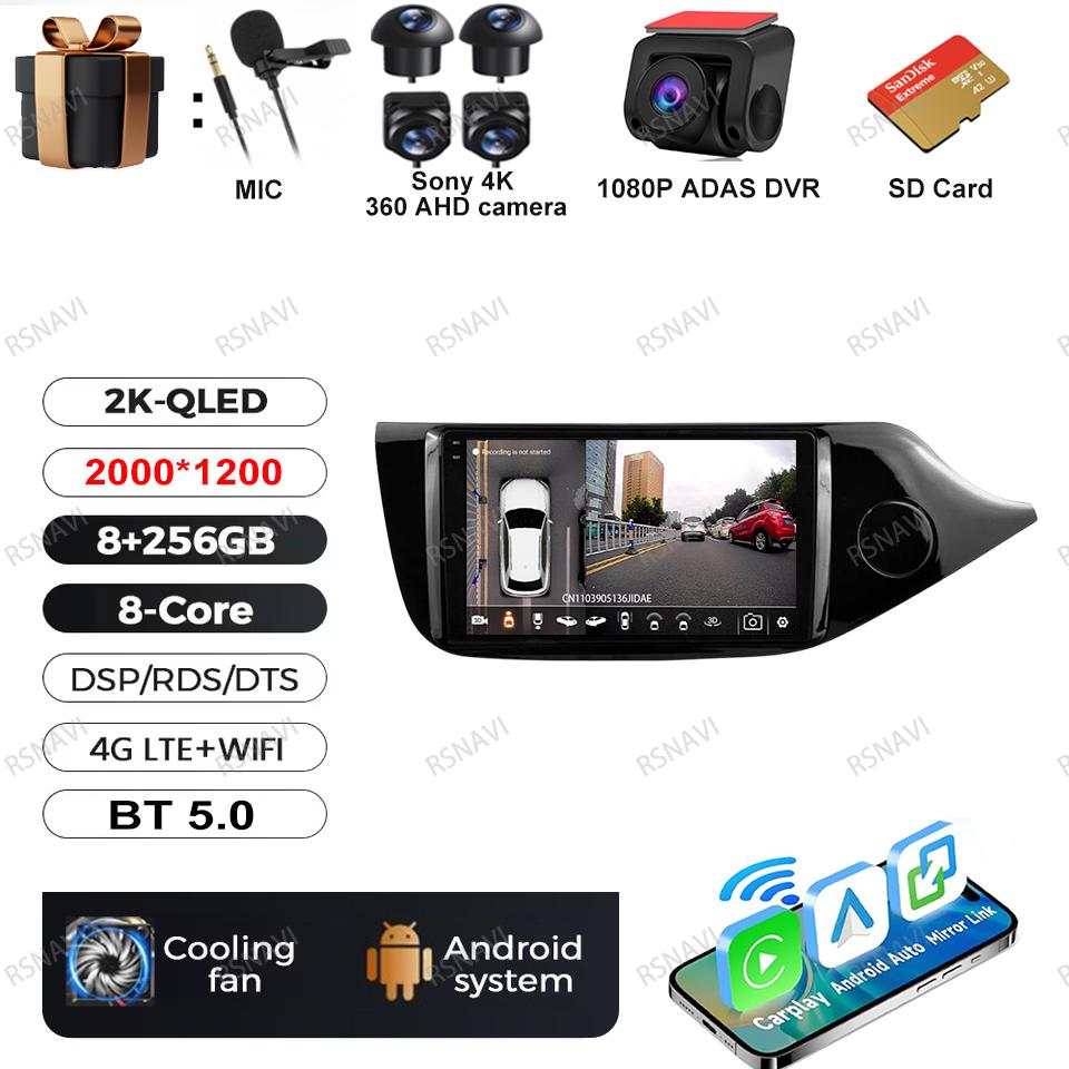 Android 16 Car Radio For Kia CEED 2 JD 2012 - 2018 RHD Video Player Multimedia Carplay Navigation Autoradio RDS Stereo 5G WIFI