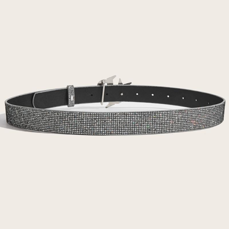 Elegant Rhinestones Studded Women Waist Belt Wide Band For Evening Parties And Casual Outings With Unique Buckles Design