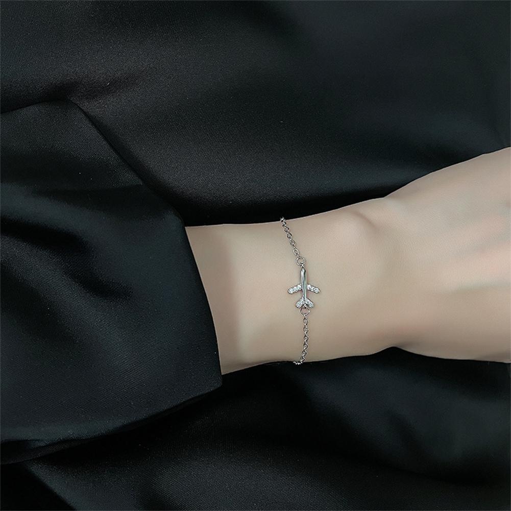 Simple Shiny Aircraft Bracelet Versatile Fashionable Silvery Alloy Bracelet Women Hand Jewelry Accessory