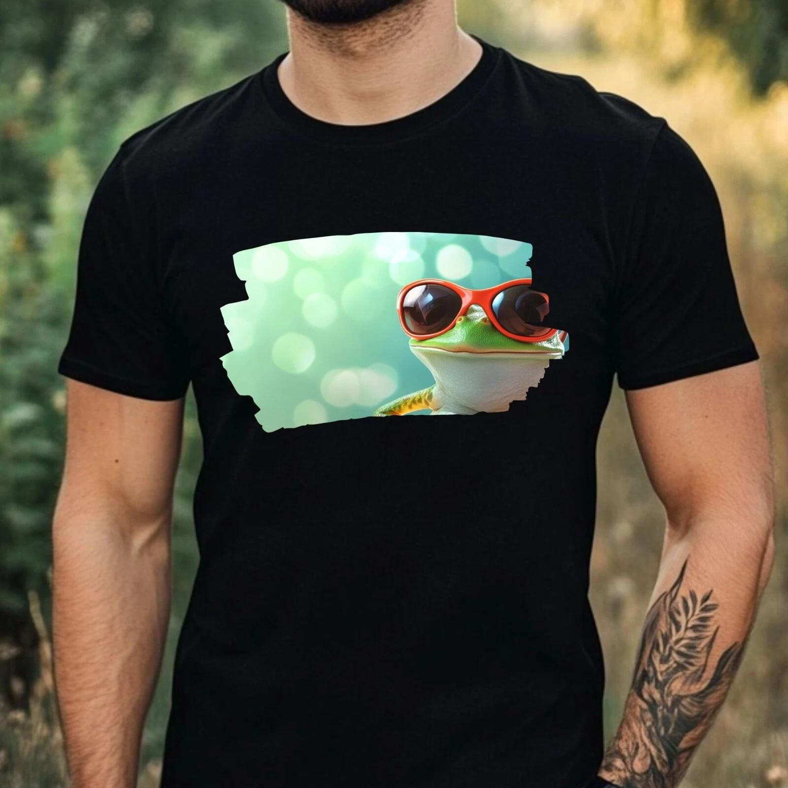 T-Shirt Herren Frosch mit Sonnenbrille Motiv Baumwolle Größe XS bis 5XL XL