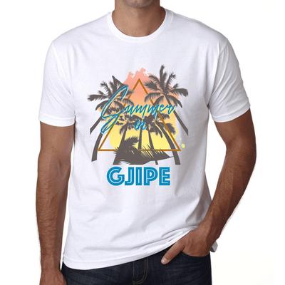 Herren Vintage T-Shirt Grafik T-Shirt Sommer Dreieck Gjipe Weiß
