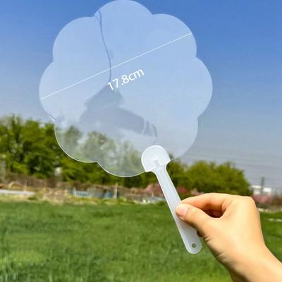 Multi-functional Plastic Transparent Fan Round Handheld Blank Painting Fans Unfinished Thicken Handicrafts Children