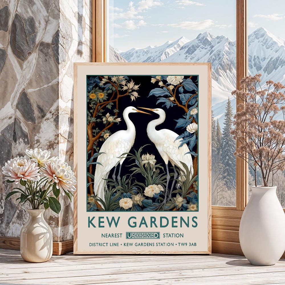 William Morris Pfauendrucke Poster Kew Gardens Botanisch Floral Vintage Tier Leinwandgemälde Heimdekor Kunstposter-ungerahmt