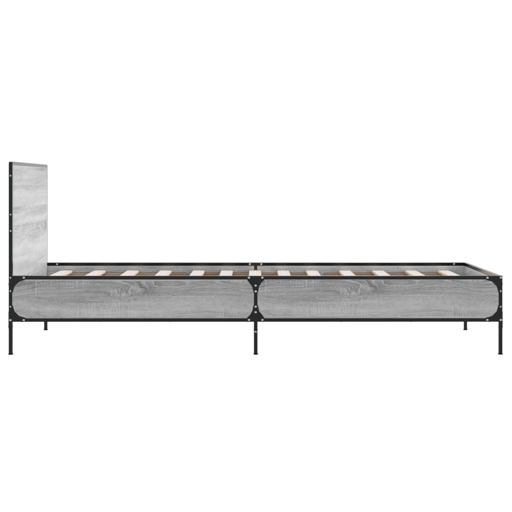 Bed Frame Gray Sonoma 100 x 200 cm Particleboard and Metal