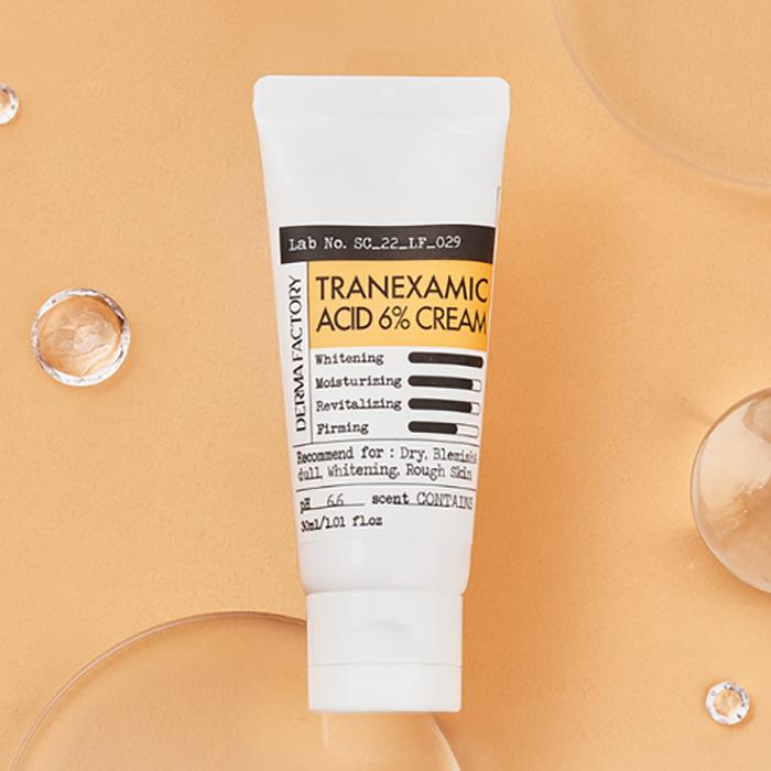 DERMA FACTORY Cremă cu Acid Tranexamic 6% – Vegană, Corector pentru Pete Pigmentare, Formulă Vegană pentru Albire și Luminozitate, Coreeană