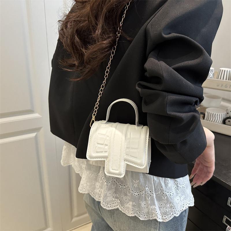 Neue Frühling- und Sommer-Mode einfarbige kleine quadratische Tasche Trend hohe Textur Mini tragbare Schulter-Umhängetasche Damen
