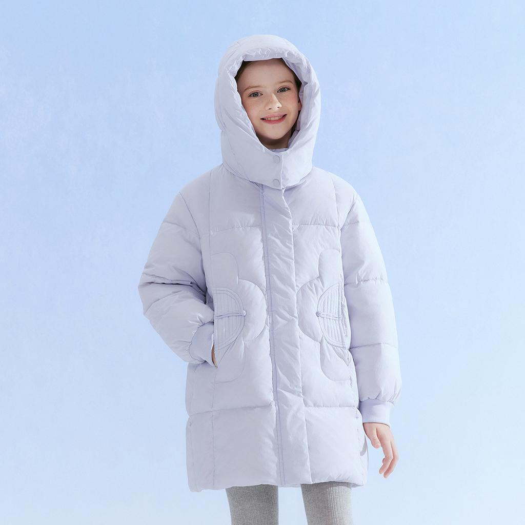 Girls' Hooded Down Jacket - Winter Warm Casual Jacket