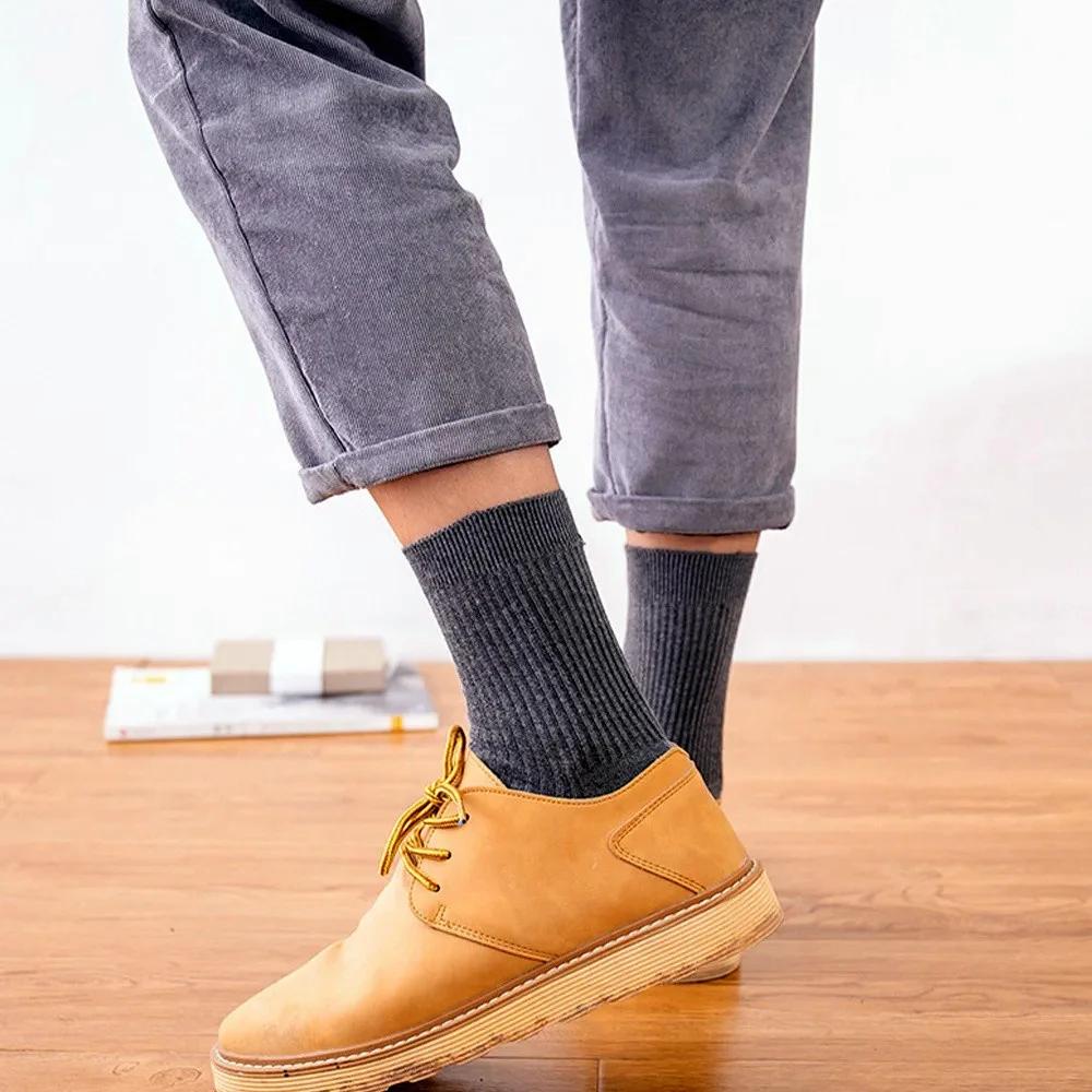 6 Pairs/Pack Winter Spring Men Socks Cotton High Quality Set Business Male Socks Soft Socks Double Needle Plus Size (38-45)