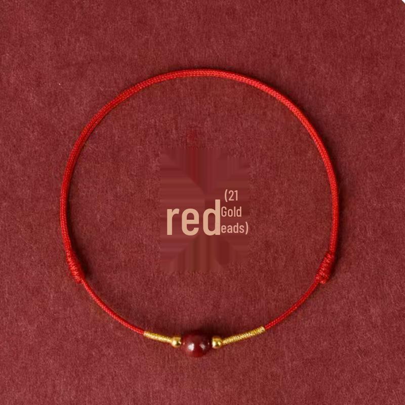 Pure Gold 999 Zodiac Red String Bracelet with Luck Beads for Baby's Full Moon or New Year
