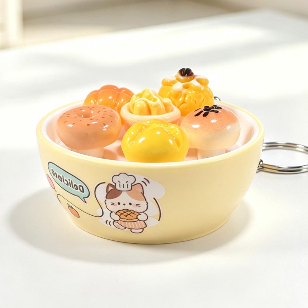 Simulation Food Clicking Pressure Relief Toy Cute Cat Series Button Press Click Keyring  Office Use