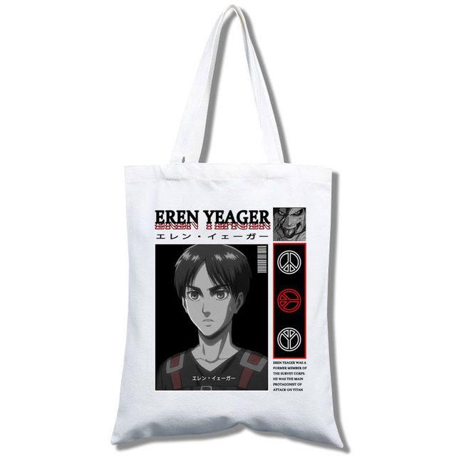 Anime Attack On Titan Canvas Bag for Women Funny Shopping Bag Ulzzang Eco-Friendly Large Capacity
