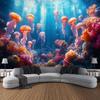 Underwater Jellyfish Wall Tapestry, Dreamy Cartoon Style, Children's Room Background Poster, Home Decoration Mural, Bed Sheets