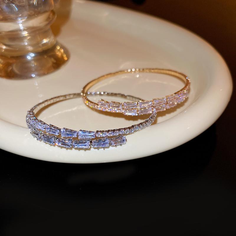 Zircon Bow Cuff Bracelet for Women Korea Luxury High-grade Charm Bracelet Fashion Personality Wedding Dainty Accessories