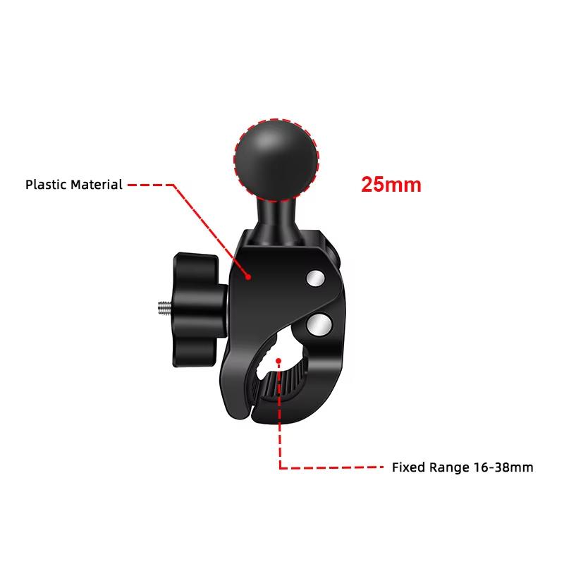 Tough-Claw Mount with Double Socket Arm and Round AMPS Base Adapter for 1 Inch Motorcycle Mount Gadgets Extension Arm