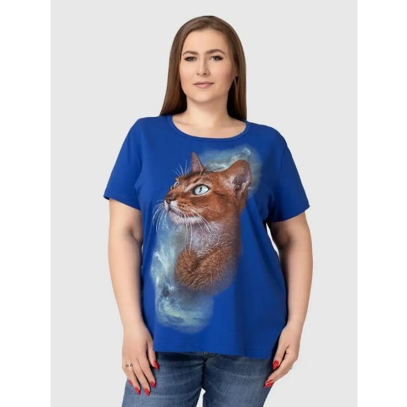 

Женские футболки Летние повседневные топы с коротким рукавом Футболка с круглым вырезом Мода Уличная одежда Женская одежда оверсайз Футболки с мультяшным котом 7XL
