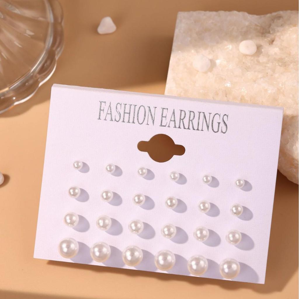 European & American Geometric Imitation Pearl Stud Earrings Set – Versatile & Stylish