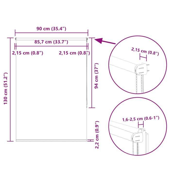 VidaXL Blackout Roller Blind Coffee 90x130cm Fabric Width 85.7cm, Day and Night Blind, Kitchen Blind, Blind 4010970