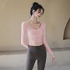 ACKDCS Women's Long-Sleeve Yoga Top with Built-in Bra