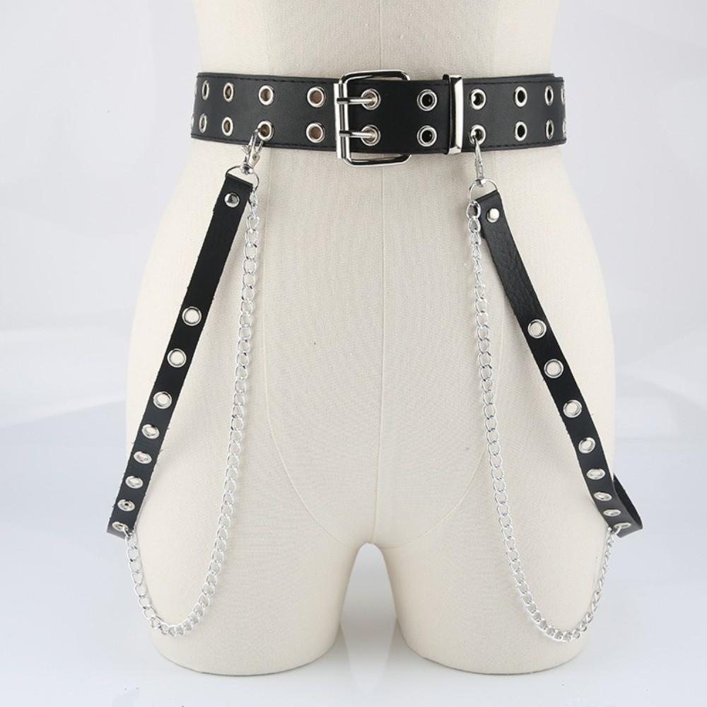 Punk Women Waist Belt Hip Hop Skirt Belt Personality PU Leather Belt Suit Decoration