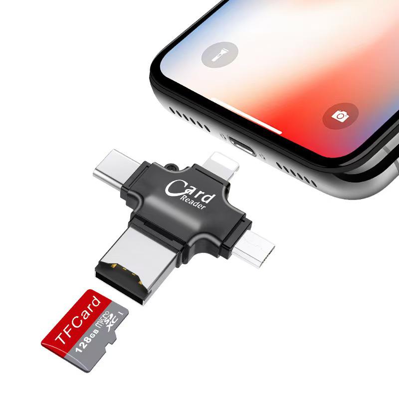 Dual-Port Metal Card Reader for Android, iOS, and Type-C Devices