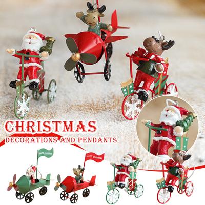 Santa With Airplane Figurine, Decorative Santa Statue, Whimsical Holiday Accents, Seasonal Christmas Hangable Ornament