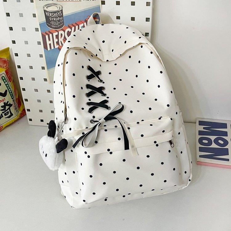 Schoolbag high-value girl schoolbag junior high school students high school students new niche polka dot backpack lightweight versatile travel