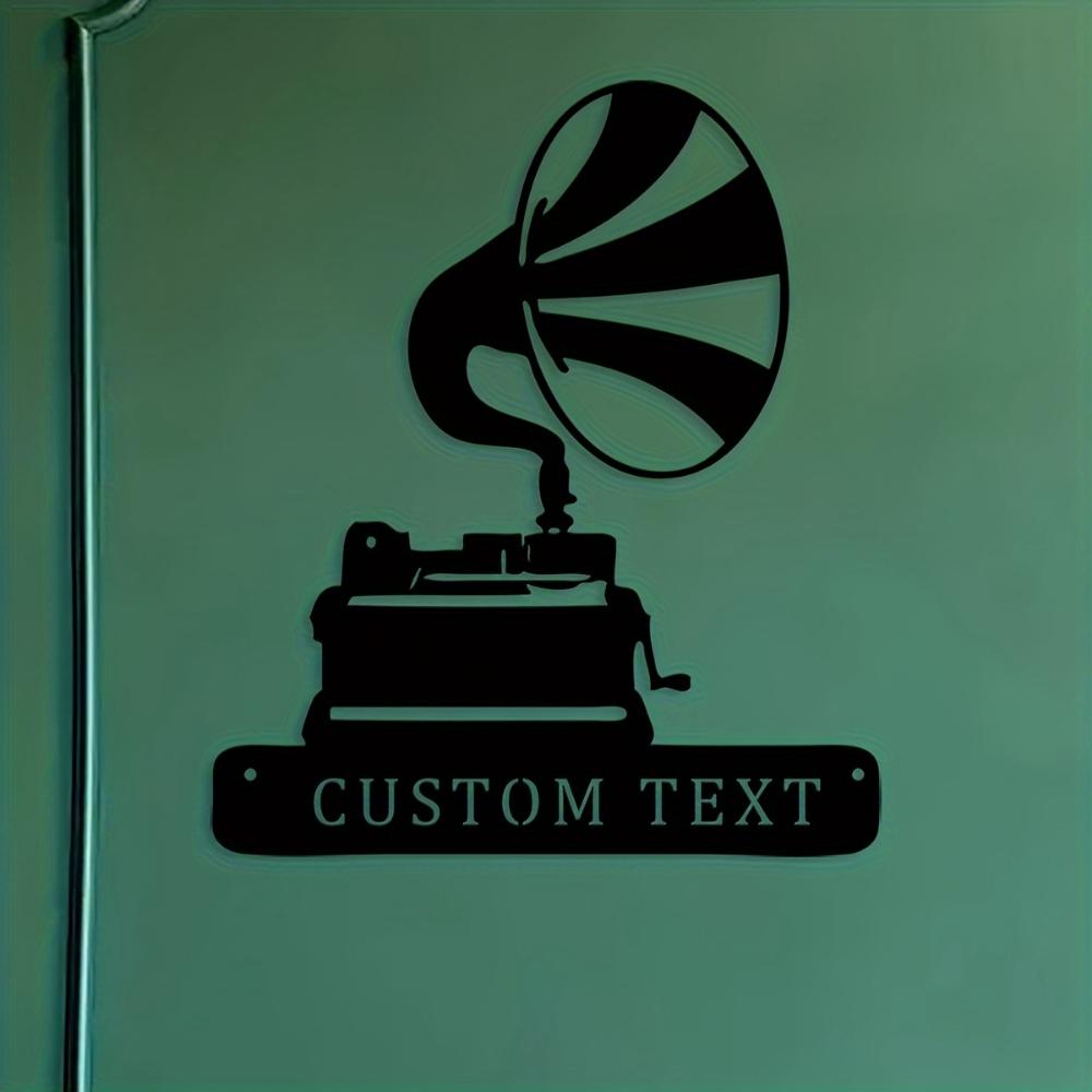 Grammofono Retrò Cartello da Parete in Metallo Targhetta Personalizzata Decorazione Vintage per la Casa