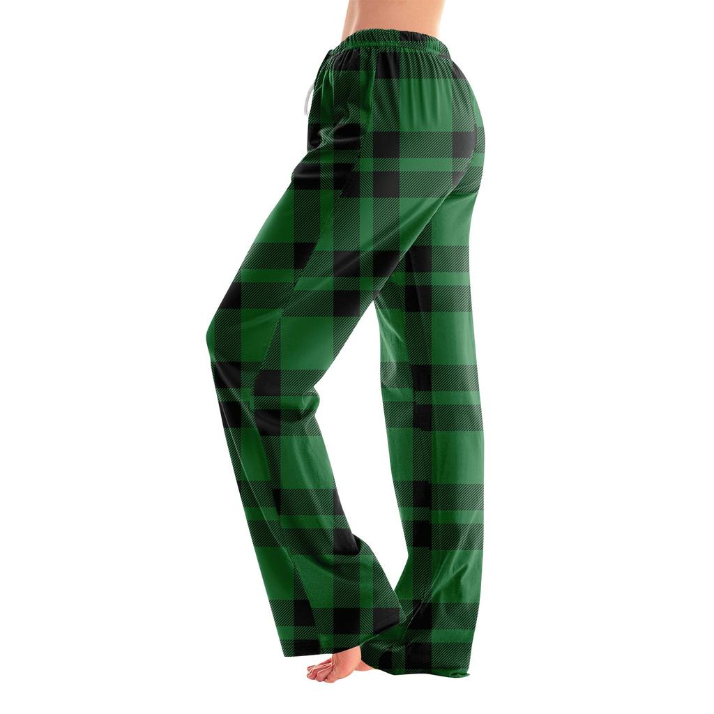 Pyjamasbukser Nattøy Fritidssnor Elastisk midje Bukser Komfortable Rette Yoga Løse Bukser