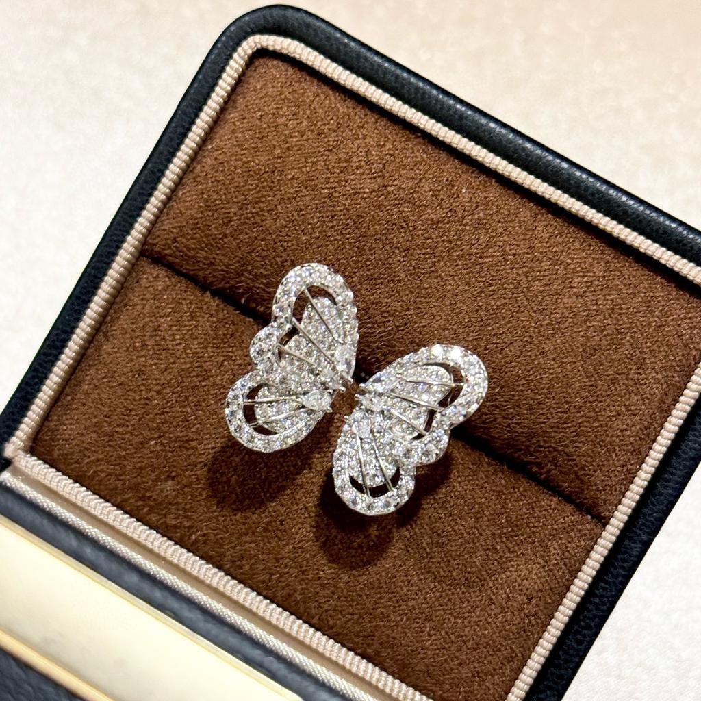 New Vintage 100% Pure 925 Sterling Silver Aaa Zirconia Butterfly Shape Ring For Women Luxury Wedding Jewelry Adjustable Opening