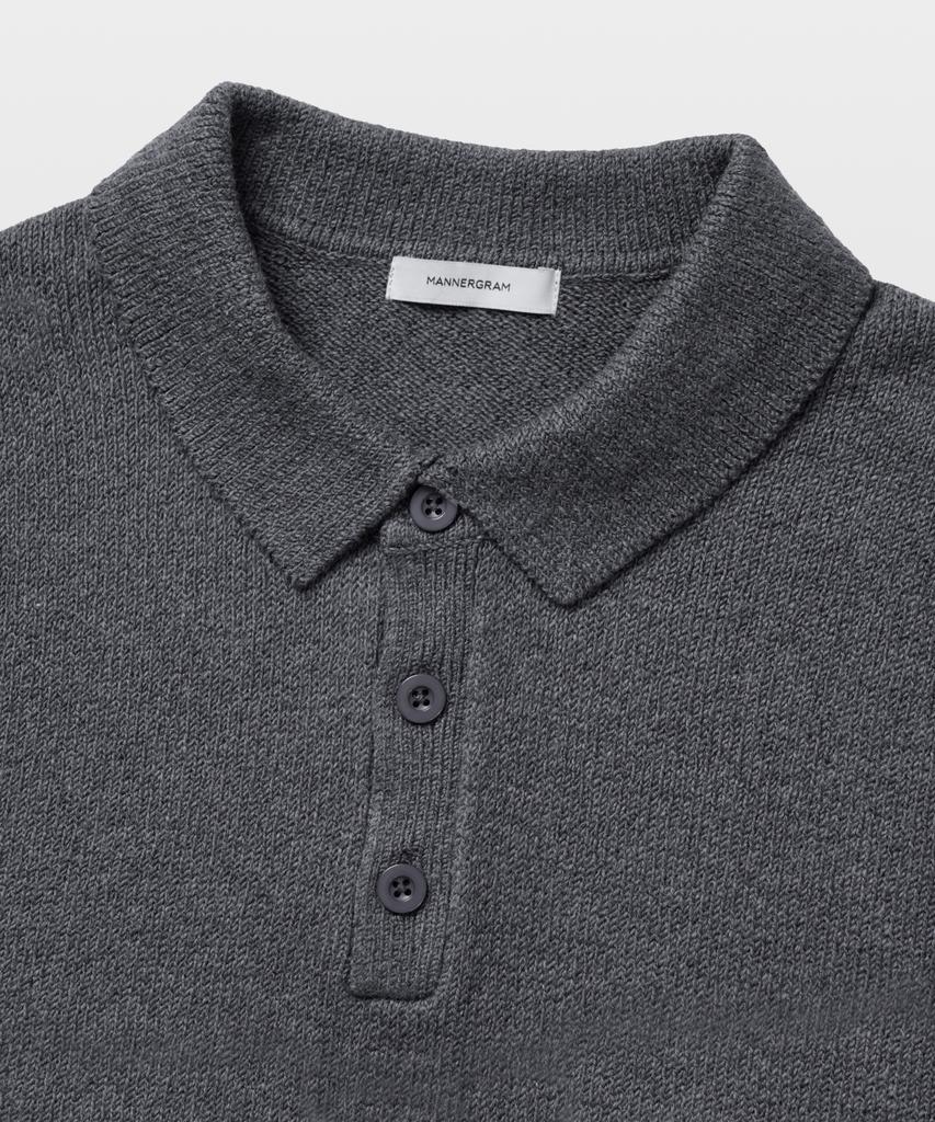 MANNERGRAM Upw Washable Cotton Polo Short Sleeve Knit Shadow Gray