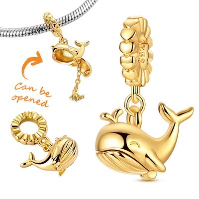 Copper Golden Whales Eat Small Fish Can Be Opened With Closed Charm Bead Charms Pendant Compatible With Do It Yourself Bracelets Women Jewellery Gifts