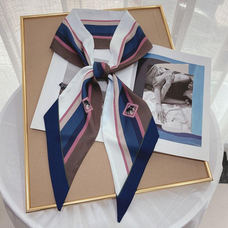 Luxury Long Silk Scarf Bag Tie Lady Neck Skinny Scarves Hairband Foulard Horse Print Brand Women Neckerchief Ribbon
