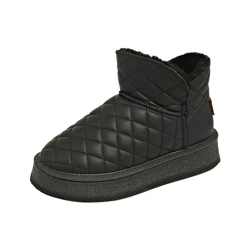 Neue Winter Dick Plüsch Warme Schneestiefel Damen Slipper Flache Absätze Baumwollschuhe Frau Rutschfest Wasserdicht Stiefeletten Weiblich