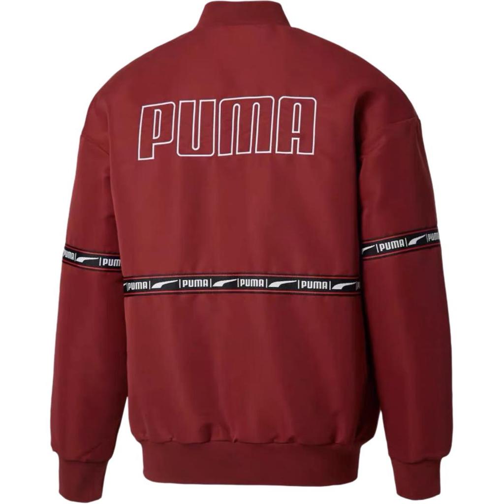 Puma Puffer Jackets Men's Red Stand Collar Moderate Baseball Puffer Jacket 578980-18