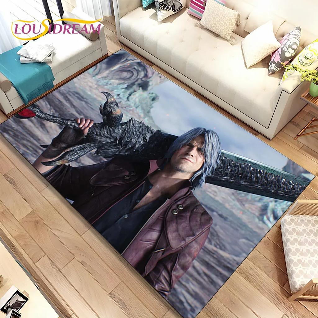 Tapis de jeu 3D HD D-Devil May Cry DMC, Tapis de sol pour salon, chambre à coucher, canapé, paillasson décoratif, tapis de sol antidérapant pour enfants