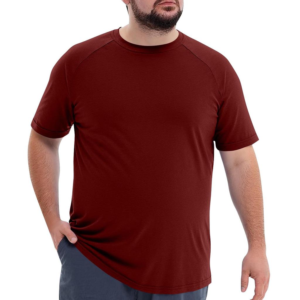 Men's Big Size Solid Color Crew Neck Short Sleeve Casual T-Shirt Lightweight Comfortable Fit Soft Fabric