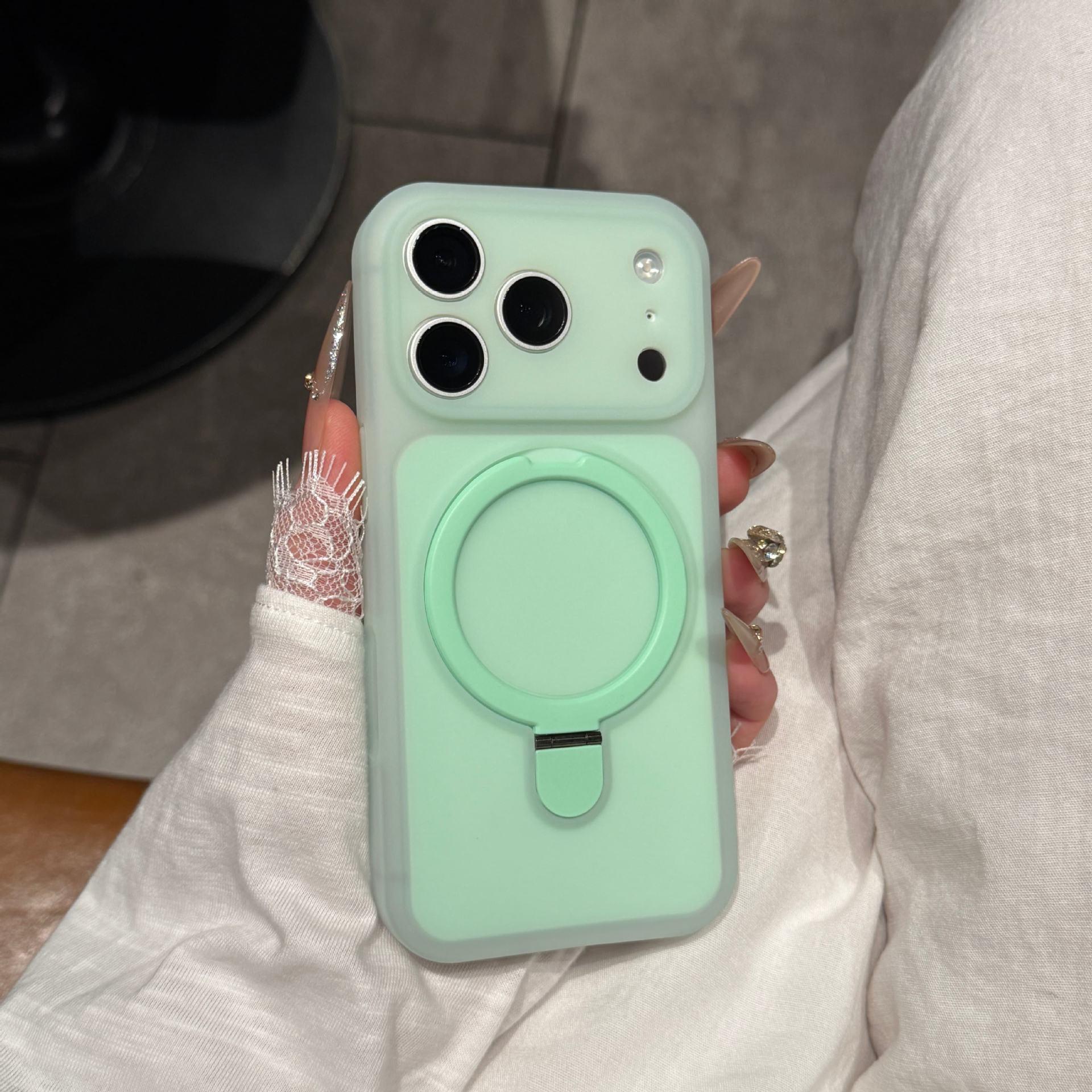 

Ice-Clear Jelly Magnetic Case with Rotating Stand for Apple 17 Pro/16 Pro/15, Solid Color Design. 15 Pro