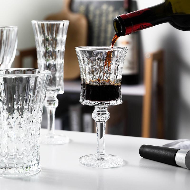 Internet Celebrity Instagram Style French Glass Vintage Grape Wine Glass High Footed Glass Home Champagne Glass Whiskey Glass