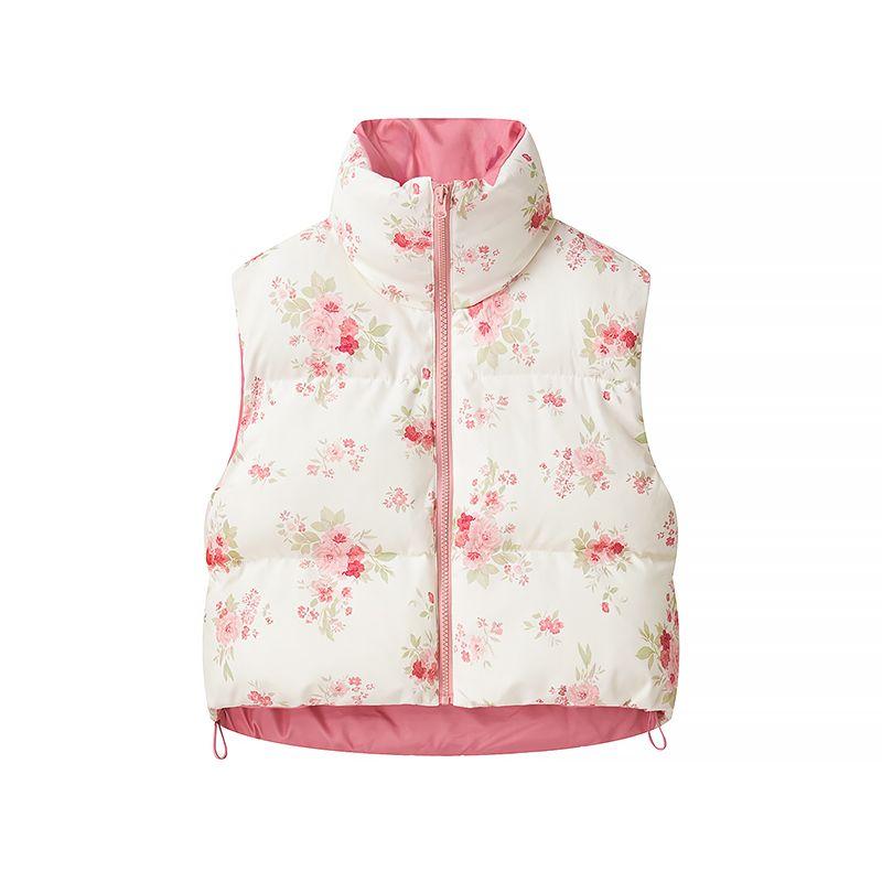 

Snow Velvet Ice Flower American Style Sexy Sweet Floral Loose Easiest for Match Hand Plug Cotton Short Sleeveless Bandage Dress Vest Vest Pink XL