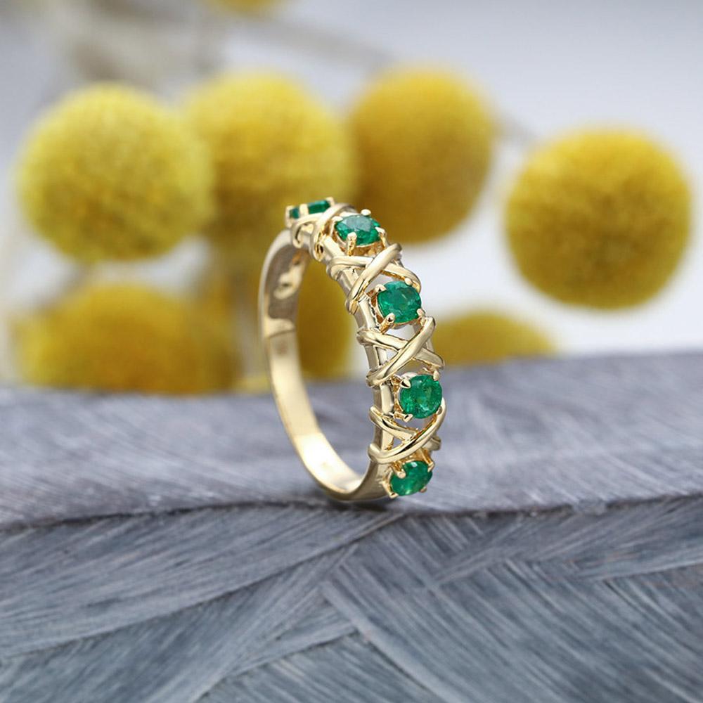 Nuovi Anelli Romantici Delicati Per Donna Cristallo Verde Zirconia Cubica Colore Oro Matrimonio Fidanzamento Anello da Donna Gioielli di Moda