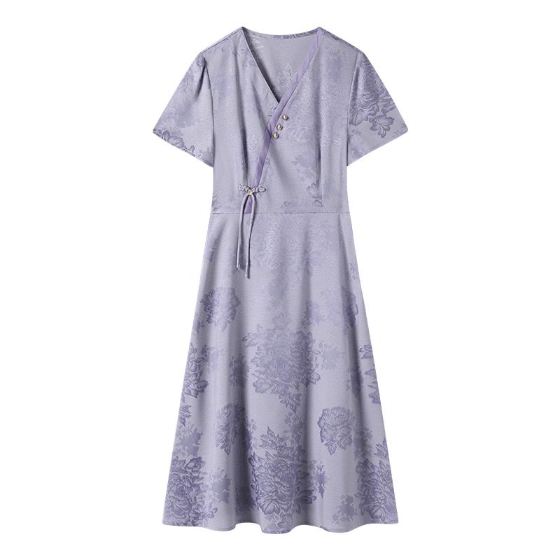 Fumama Chinese Style Jacquard A-Line Midi Dress 4XL