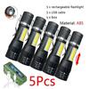 1-10PCs Mini LED Flashlight COB+XPE Zoom Torch Built In Battery USB Rechargeable With Pen Clip Outdoor Camping Emergency Lamp