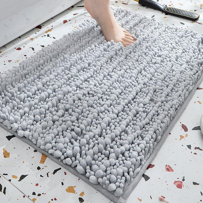 Chenille Long Pile Bathroom Mat - Water Absorbent & Anti-Slip Foot Pad for Home Use