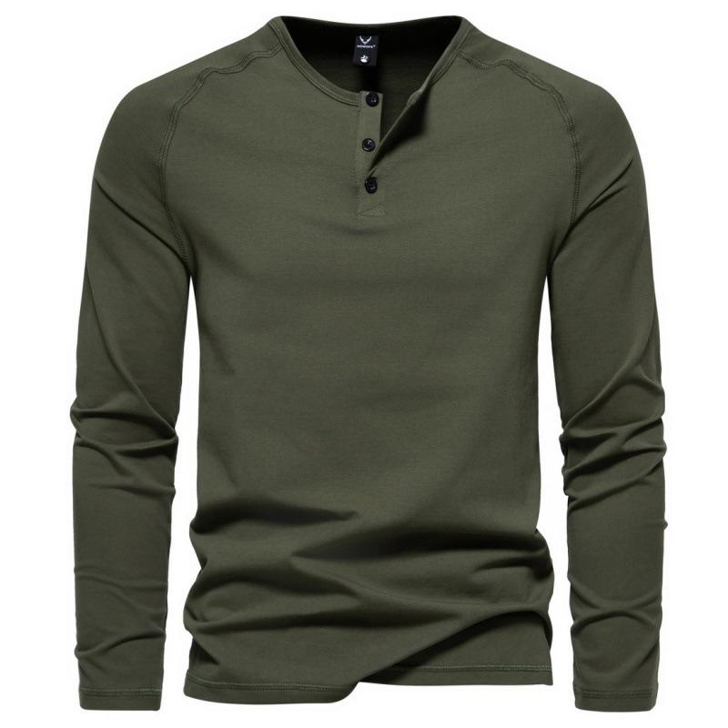 Men Solid Color Long Sleeve Casual Basic Bottoming T Shirt For Daily Wear